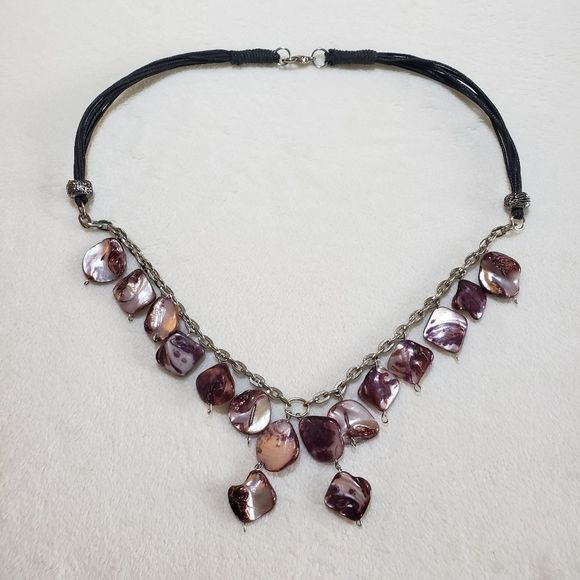 Necklace with Purple dyed Abalone Stones - Picture 1 of 5